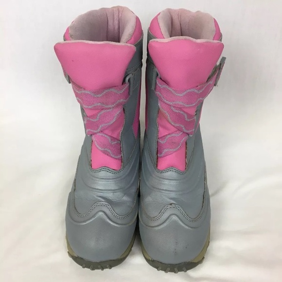 SOLD LL Bean Snow Boots Youth Girls 4 Pink Gray - Picture 3 of 8